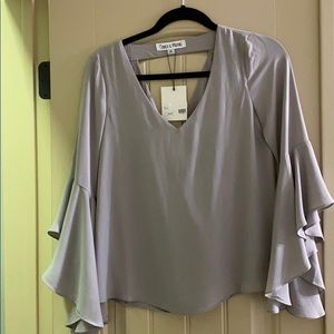 Grey bell sleeve blouse
